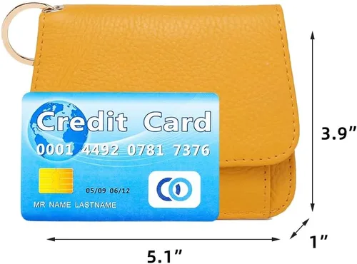 Miniatura 7 de Mudono - Billetera pequeña para mujer con bloqueo RFID, de cuero genuino, tarjetero, billetera delgada de tres pliegues con bolsillo con cremallera