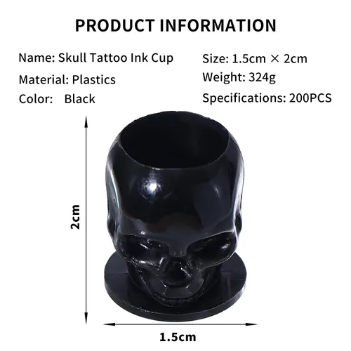 Miniatura 2 de 200 tapas de tinta desechables para tatuaje, vasos de plástico con base para pigmento de maquillaje permanente, suministros de accesorios
