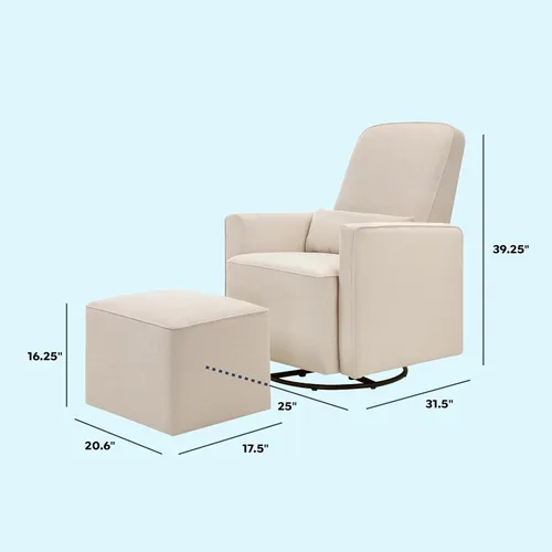 Miniatura 3 de Silla giratoria tapizada DaVinci Olive; incluye un otomano, Crema