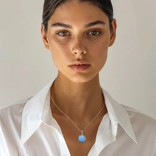 Miniatura 2 de Collares de plata de ley 925 con piedras preciosas para mujer, piedra natal, collares con colgante de plata, collar de plata de declaración de plata