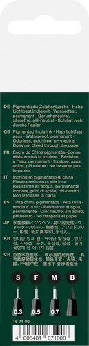 Miniatura 2 de Faber-Castell Pitt Artist Pens - Juego de 4 bolígrafos negros de tinta india, marcadores surtidos para artistas (estilos S, F, M, B)