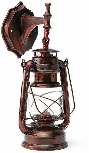 Farol de pared con acabado de pátina oxidado, farol antiguo exterior para porche, lámpara de pared impermeable, lámpara de montaje en pared, lámpara