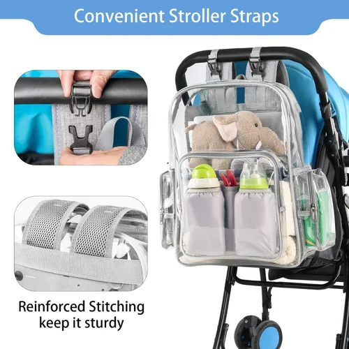 Miniatura 5 de Mochila para pañales, mochila grande de viaje, multifuncional, impermeable, cambiador de pañales para papá, mamá, Austere Gris, Mochila para pañales