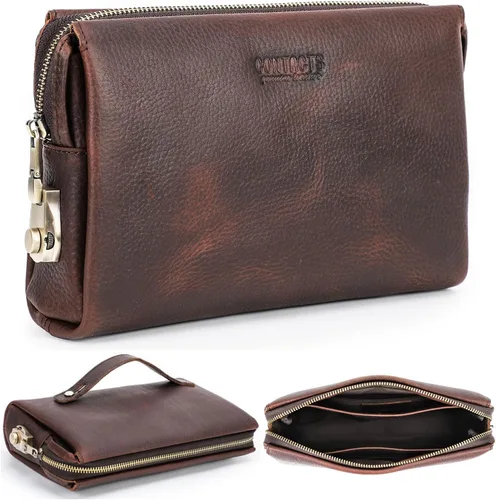 Miniatura 55 de Funda de piel de grano superior para hombre y mujer, múltiples bolsillos/ranuras, RFID de gran capacidad para tarjetas, cheques, dinero, pasaporte