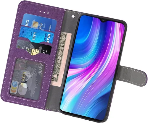 Miniatura 3 de Asuwish Compatible con Xiaomi Redmi Note 8 Pro Wallet Case y protector de pantalla de vidrio templado, soporte para tarjeta de crédito, soporte