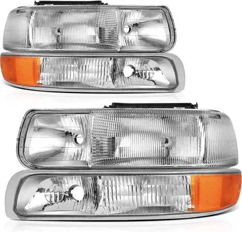 Miniatura 8 de Conjunto de faros delanteros para Chevy Avalanche 1500 2003-2006 para Avalanche 2500 03-06 para 1500 Classic 2007 carcasa negra reflector ámbar