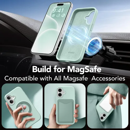 Miniatura 336 de GONEZ Funda de silicona para iPhone 15 Pro Max, compatible con Magsafe, protector de cámara + protector de pantalla, forro de microfibra suave