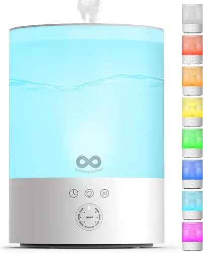 Miniatura 11 de Everlasting Comfort Humidificador de llenado superior de 2.5 litros para dormitorio, silencioso, fácil de llenar y limpiar, tiempo de funcionamiento