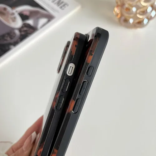 Miniatura 6 de Huahuacase Funda compatible con iPhone 11, diseño de caparazón de tortuga, retro, ámbar y marrón, estampado de guepardo leopardo, funda protectora