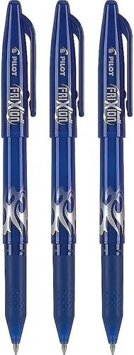 Pilot, FriXion Ball - Bolígrafos de tinta de gel borrables y recargables, punta fina de 0.028 in, paquete de 3, color azul