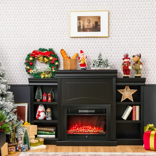 Miniatura 2 de Tangkula Soporte de mantel independiente de 70 pulgadas, gabinete moderno con chimenea para sala de estar, dormitorio, mesa consola de madera
