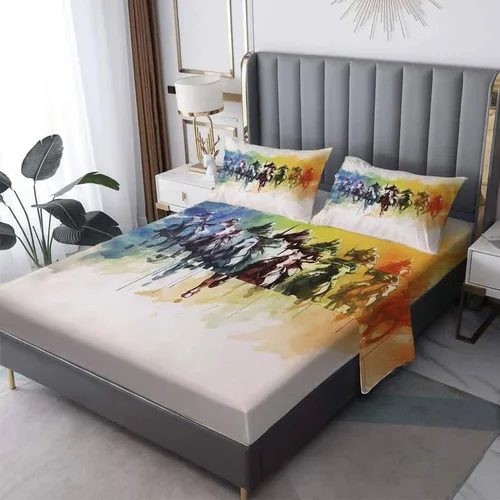Miniatura 9 de Juego de sábanas abstractas tamaño individual, sábanas de microfibra suave, bolsillo profundo, sábanas y fundas de almohada estampadas sin arrugas