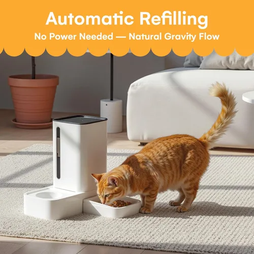 Miniatura 2 de Comedero automático para perros y gatos – Tazón de alimentación por gravedad – Dispensador de agua para mascotas – 12.5 x 12.5 x 12.2 pulgadas