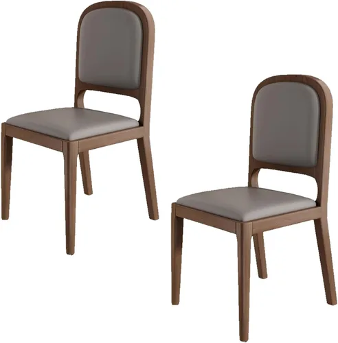 Miniatura 30 de Leather Seat Dining Room Chair with Back, Wooden Dining Chairs Set Kitchen Chair, Dining Room Chairs Armless Seat for Kitchen Living Room Black+khaki