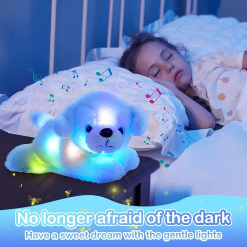 Miniatura 5 de Glow Guards - Cachorro de peluche azul, de 15 pulgadas, musical, suave, con luces ledes nocturnas, para Navidad, Día del Niño y cumpleaños.