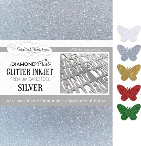 Miniatura 11 de Cardstock Warehouse Diamond Print Inkjet Glitter - Papel de cartulina con purpurina dorada de alta calidad, 15 hojas, 8.5 x 11 pulgadas, 104 Dorado