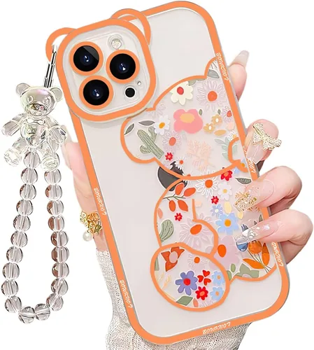 Miniatura 9 de IAIYOXI Funda de teléfono con diseño de oso de dibujos animados 3D para iPhone 13 Mini, moderna y elegante, divertido diseño de oso rosa, funda