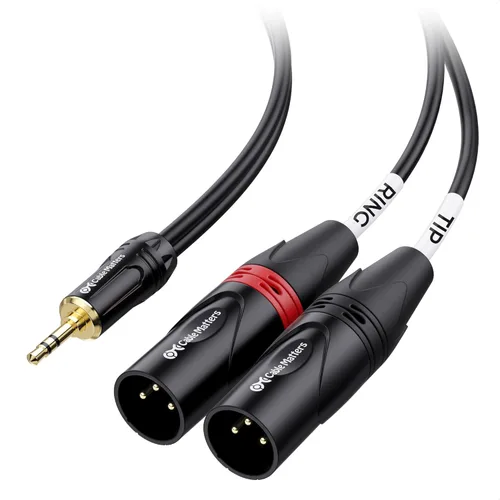 Cable Matters Cable TRS a 2 XLR de 0.138 in de 1/8 de pulgada de 3 pies, macho a macho Aux a Dual XLR Breakout Cable