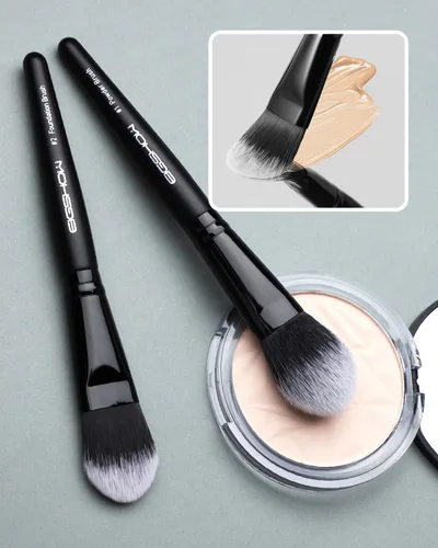 Miniatura 3 de EIGSHOW Juego de 5 brochas de maquillaje diario para base, polvo y delineador de ojos, vegano y libre de crueldad, kit de brochas de maquillaje Negro