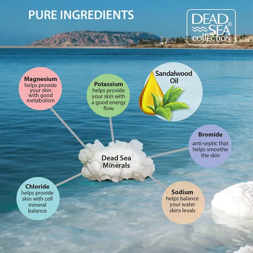 Miniatura 4 de Dead Sea Collection Sales de baño para hombres con aceite de sándalo, baño de recuperación muscular, sal pura del mar muerto para calmar y relajar