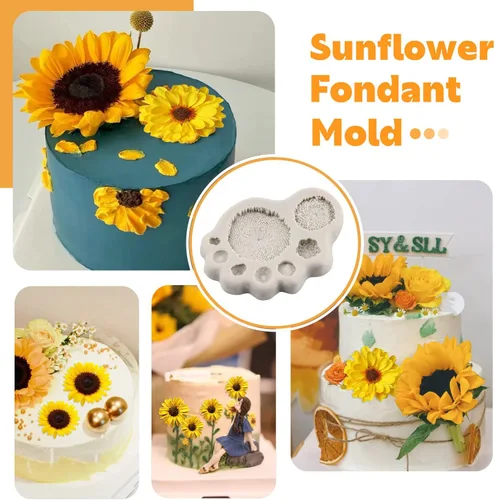 Miniatura 4 de Sijiangmold Moldes de fondant de girasol, molde de silicona para decoración de pasteles, caramelo, pasta de goma de chocolate, manualidades, arcilla