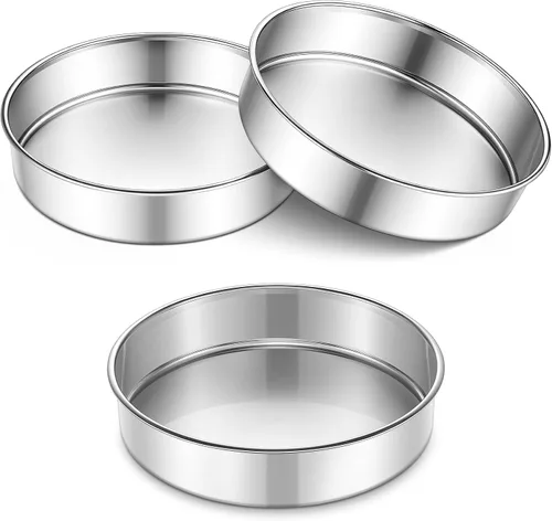 Miniatura 11 de P&P CHEF Molde para pasteles de 7 pulgadas, 1 bandeja redonda para hornear pasteles, de acero inoxidable, para cocinar al vapor, no tóxico