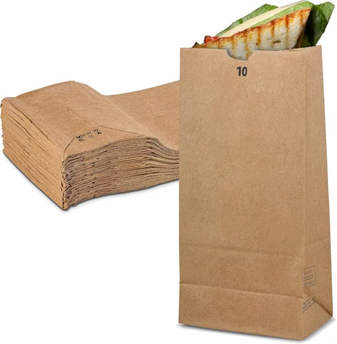 Miniatura 11 de MT Products Bolsas de almuerzo de 10 libras. Bolsas de papel kraft para comestibles y compras, paquete de 50