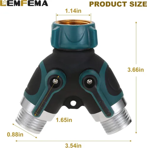 Miniatura 5 de Divisor de manguera de jardín, conector de manguera de 2 vías, divisor de manguera resistente en Y, divisor de grifo con conector de 3/4 pulgadas