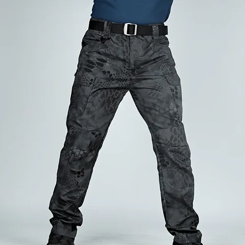 Miniatura 2 de Muscularfit Pantalones para hombre, casual, de sarga chino, con múltiples bolsillos, camuflaje, pantalones cargo atléticos, holgados, pantalones