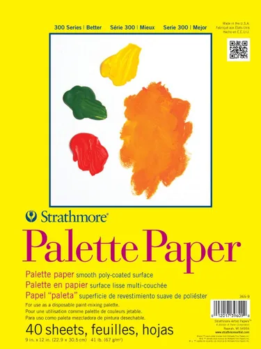 Strathmore 300 Series - Paquete de papel para paleta, encuadernado con cinta, 9 x 12 pulgadas, 40 hojas (41lb/67g) - Papel de artista para adultos y