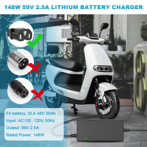 Miniatura 6 de TREE.NB AC 110V a DC 48V 2.5A Batería de Ácido de Plomo, Adaptador de Fuente de Alimentación de Conmutación para Ebike, Patinetas, Bicicleta