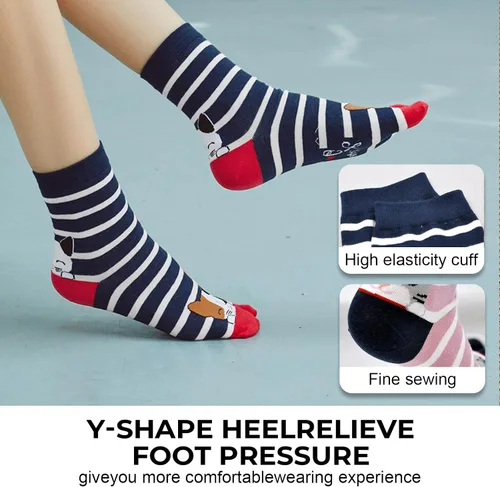 Miniatura 3 de Hellomamma Tabi - Calcetines de dos dedos para mujer, con división atlética, de algodón, colorido, 4 pares