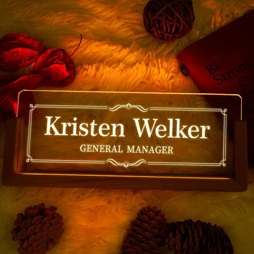 Miniatura 4 de Placa de nombre personalizada con luz para escritorio, placa de nombre personalizada para escritorio con logotipo, regalo de apreciación