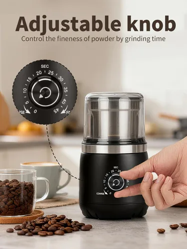 Miniatura 2 de LAOION Molinillo de café eléctrico con cuchillas silenciosas y perilla de temporizador para ajustar de grueso a fino, molinillo de café expreso
