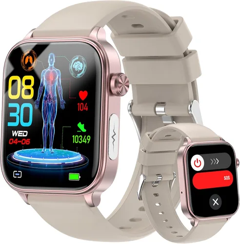 Miniatura 7 de Reloj inteligente para hombres y mujeres (responder/hacer llamadas), reloj de fitness de 1.96" con pantalla HD, monitor de presión