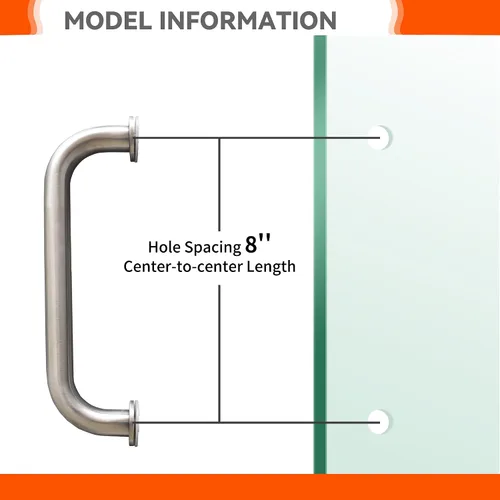 Miniatura 2 de CKB Manija de puerta de ducha, tirador de puerta de vidrio de doble cara de 8 pulgadas, compatible con vidrio de 1/4 a 1/2 pulgadas de grosor, acero
