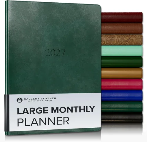 Miniatura 93 de Gallery Leather Agenda Mensual Grande 2025-2026, Elegantemente Encuadernada Planificador de Calendario y Cuaderno con Elegantes Bordes Dorados, 18