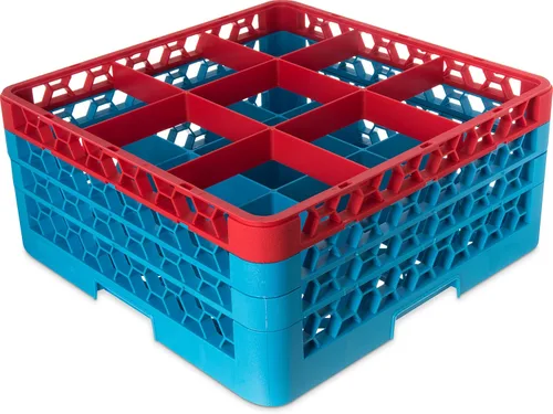 Miniatura 136 de Carlisle FoodService Products RG9-214 OptiClean Estante de vidrio con 9 compartimentos con 2 extensores, 7.12 pulgadas, polipropileno, azul