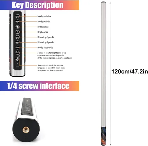 Miniatura 6 de Luz de video LED portátil Mood1 para fotografía, regulable y memoria, batería integrada de 2000 mAh, lámpara de foto RGB de 4 pies para YouTube