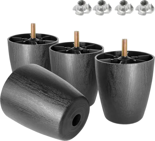 Miniatura 14 de Pernos de rosca métrica M8-1.25, patas de plástico para muebles de 2.4 pulgadas, patas de sofá redondas negras cónicas con tuercas en T, repuesto