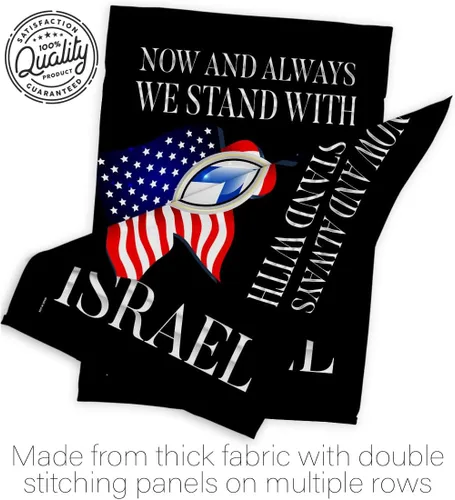 Miniatura 7 de Israel Flag Paquete de 2 banderas con texto en inglés «We Stand» para exteriores, tapiz, pared, habitación, póster de bandera israelí, campamento
