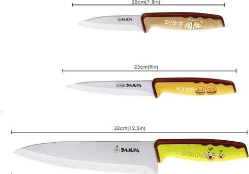 Miniatura 2 de 3 cuchillos de cocina, juego de cuchillos de acero inoxidable con funda, chef de 8 pulgadas, utilidad de 4.5 pulgadas y cuchillo de pelar de 4