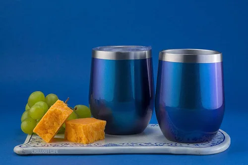 Miniatura 4 de CHILLOUT LIFE Vasos Tumblers de Vino de Acero Inoxidable de 12 onzas Paquete de 2 - Vasos de Vino con Aislamiento al Vacío de Doble Pared con Tapas