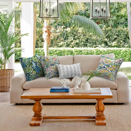 Miniatura 628 de Juego de 2 almohadas para exteriores de 16 x 16 pulgadas, repelentes al agua con interiores, para muebles de patio, hogar, jardín, geometría bohemia