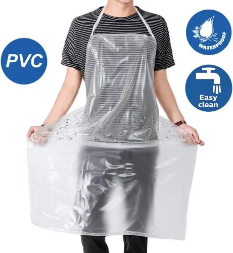 Miniatura 7 de Delantal de plástico impermeable PVC transparente, platos de cocina, lavado, laboratorio, trabajo, carnicero, aseo de perros, unisex, 45.3 x 27.5