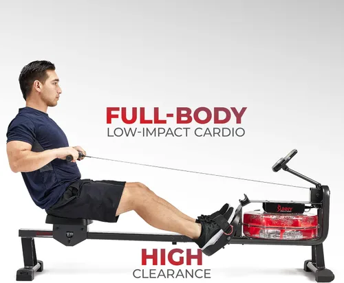 Miniatura 3 de Sunny Health & Fitness Premium Water Rower w/Intensive Dynamic Real-Time Resistance, 300 LB Capacity Flip-able Rowing Machine for Home Training