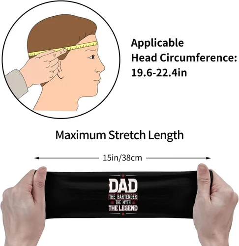 Miniatura 7 de Dad The Bartender The Myth Thelegend Headband for Men Women Sports Sweatband for Fitness Exercise Moisture Wicking Running Yoga Hairbands