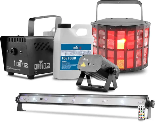 CHAUVET DJ JAM Pack - Efecto de iluminación de proyección dorada con máquina de niebla y lavado UV / estroboscópico | Efectos láser y estroboscópicos