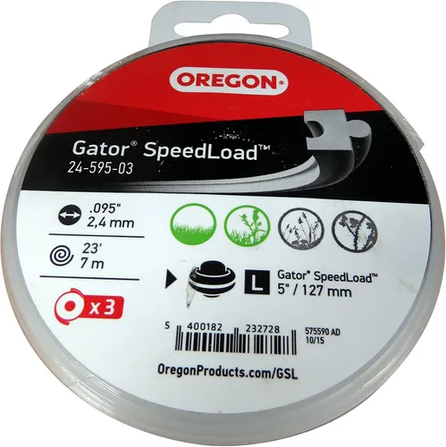 Miniatura 2 de Oregon Línea de recortadora Gator SpeedLoad 24-595-03, 0.095", paquete de 3, LG
