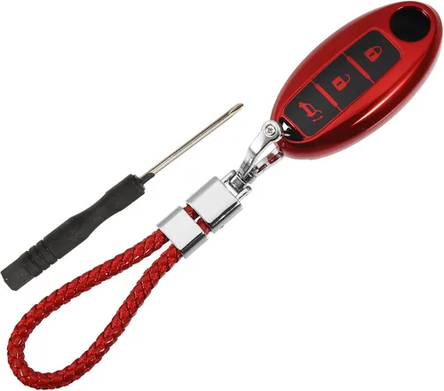 X AUTOHAUX Funda de TPU para llavero de automóvil de 3 botones para Nissan Qashqai Juke X-Trail Micra Murano con kit de llaveros, protector de llave